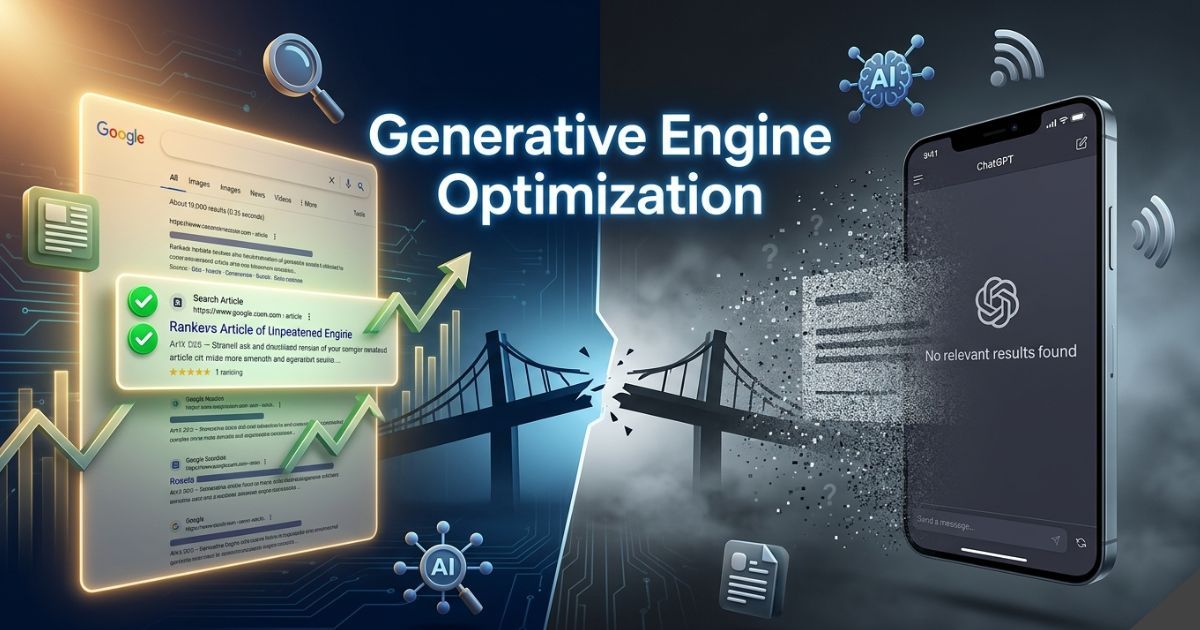 Visual comparing SEO with generative AI search.