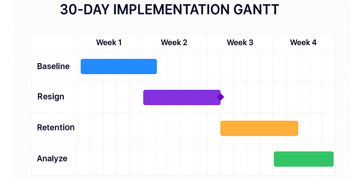 30 Days Implementation Gantt